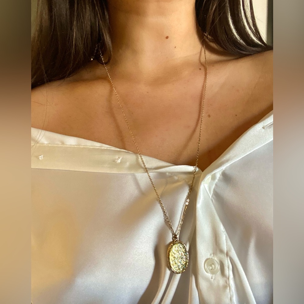 Long Opal Glass Necklace